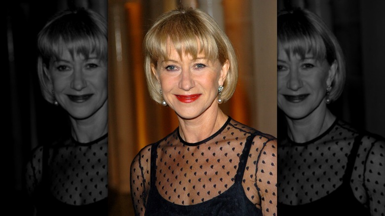Helen Mirren smiling on the red carpet in 2005