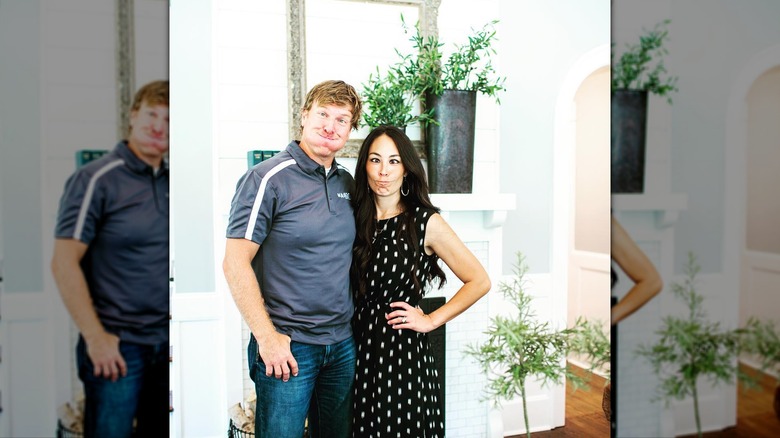 Chip and Joanna Gaines doing goofy faces together for a quick photo