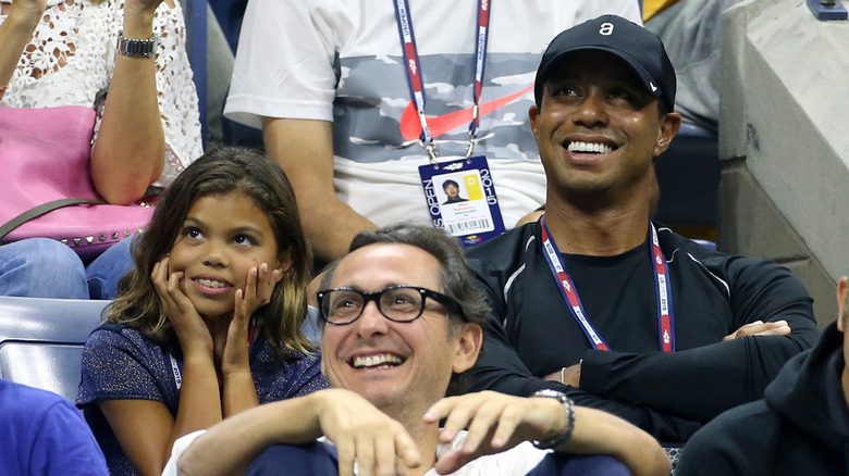 Sam Woods with Tiger Woods at 2015 U.S. Open