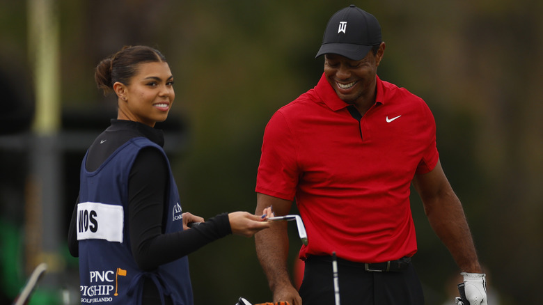 Sam Woods at the PNC Championship with father, Tiger Woods in 2023