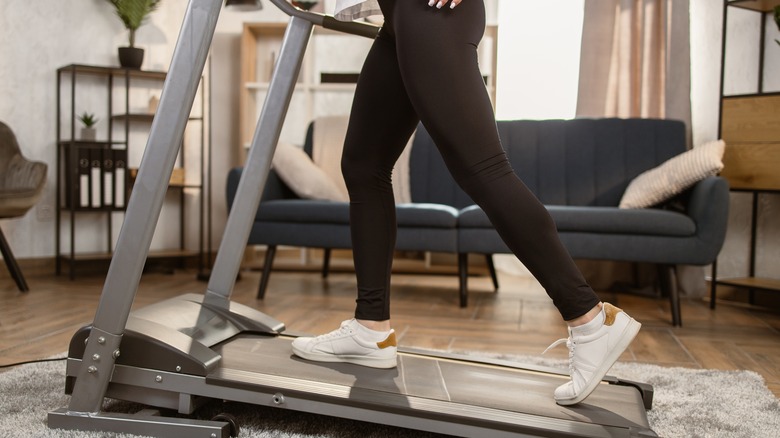 walking on treadmill at home