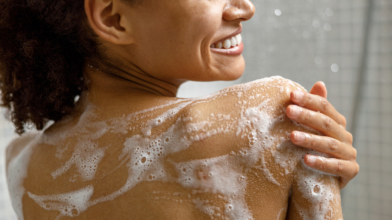Woman taking shower