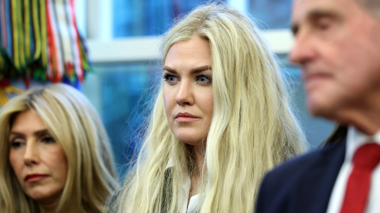 Erika Kirk in the Oval Office with long, messy hair