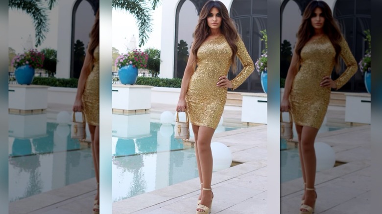 Kimberly Guilfoyle in a gold dress