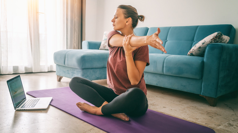 woman doing yoga