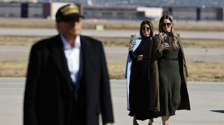 Margo Martin shoots video of Donald Trump as he arrives for a campaign rally in Albuquerque, New Mexico