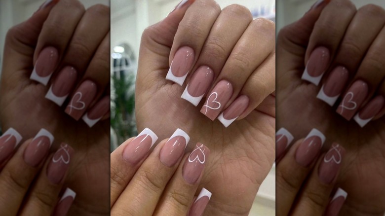 Valentine's Day French manicure nails