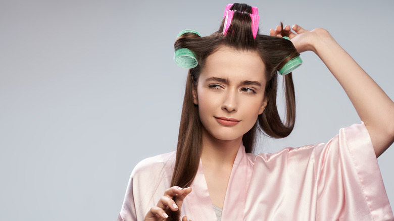 Styling hair with Velcro rollers