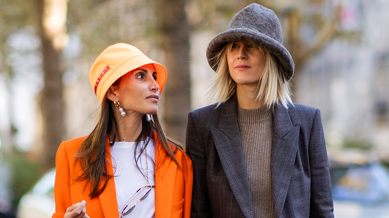 Two women walking 