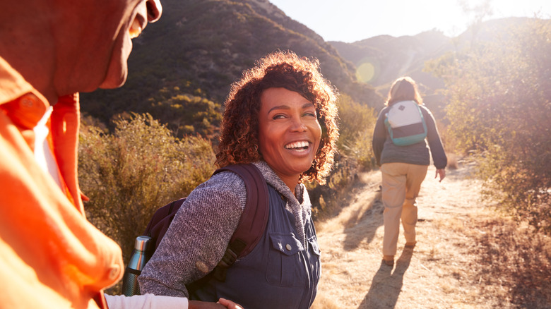 A group of people hiking 