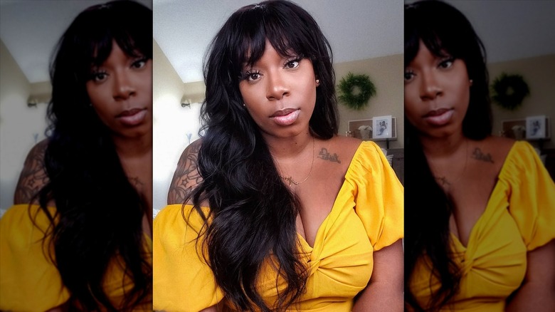 Woman with waterfall bangs