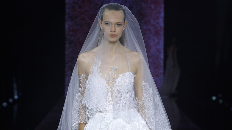 Woman wearing veil