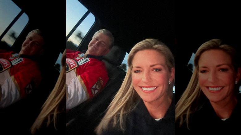 Ainsley Earhardt and Sean Hannity taking a selfie in the car