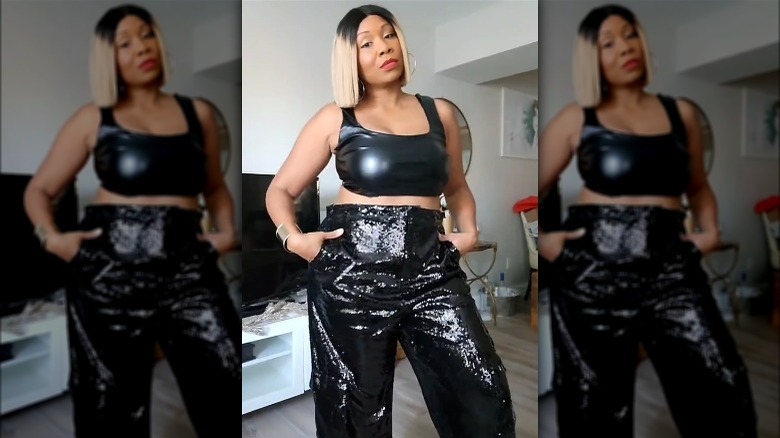 Sequin cargo pants
