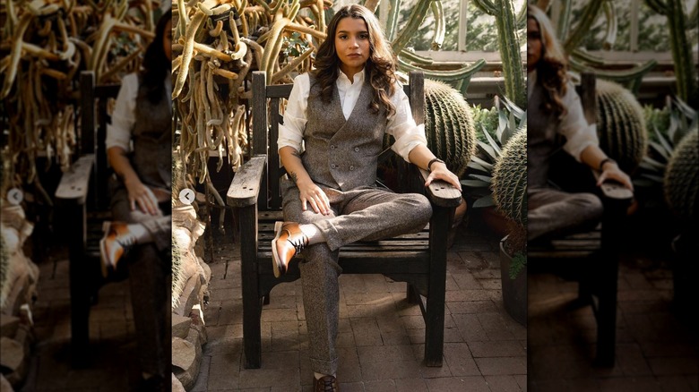 woman in three piece suit