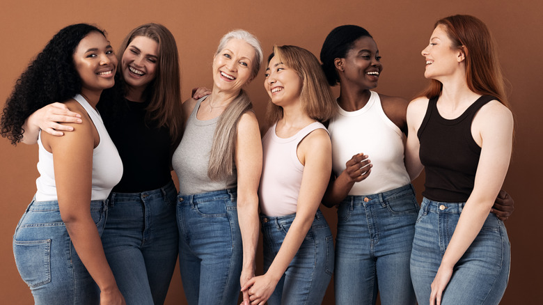 six diverse women standing