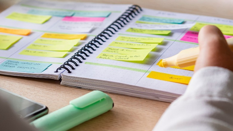 Woman making a planner