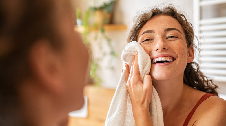 Person drying face