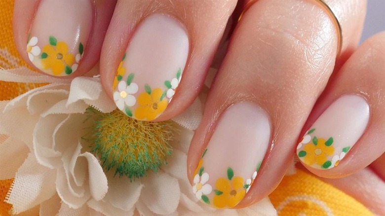 Floral French manicure