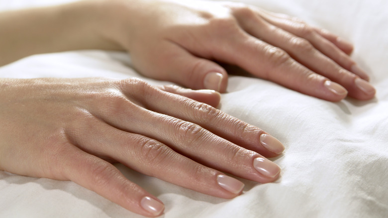 Sheer polish manicure