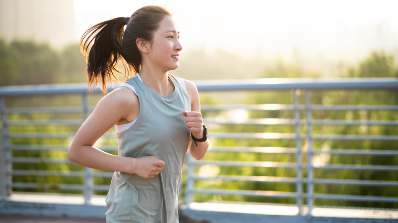 A woman going on a jog
