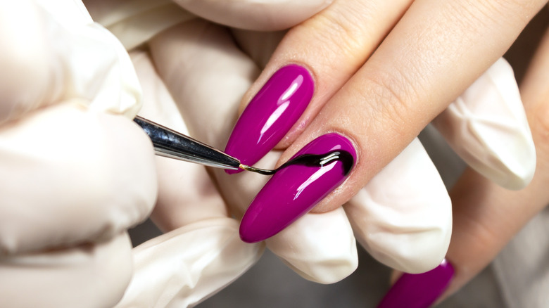purple and black manicure