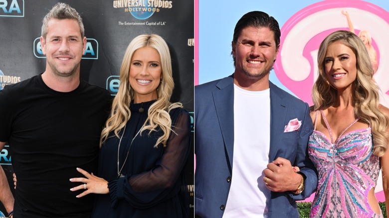 Christina Haack with Ant Anstead and with Josh Hall, side by side photos