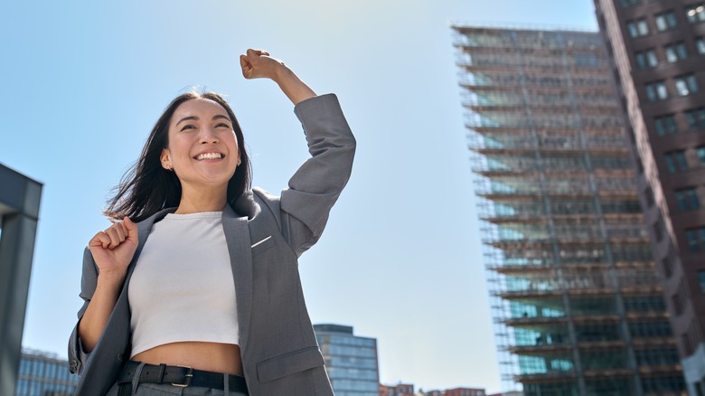 Woman celebrating success