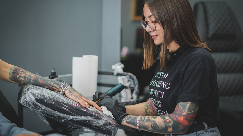 Tattooing client