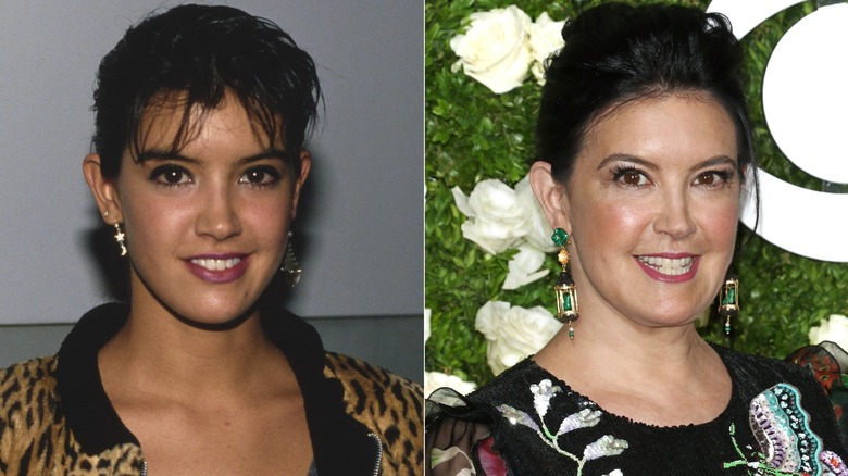 Split image of Phoebe Cates in 1985 and 2017