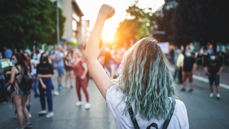 Woman protesting