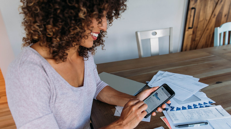 woman paying bills