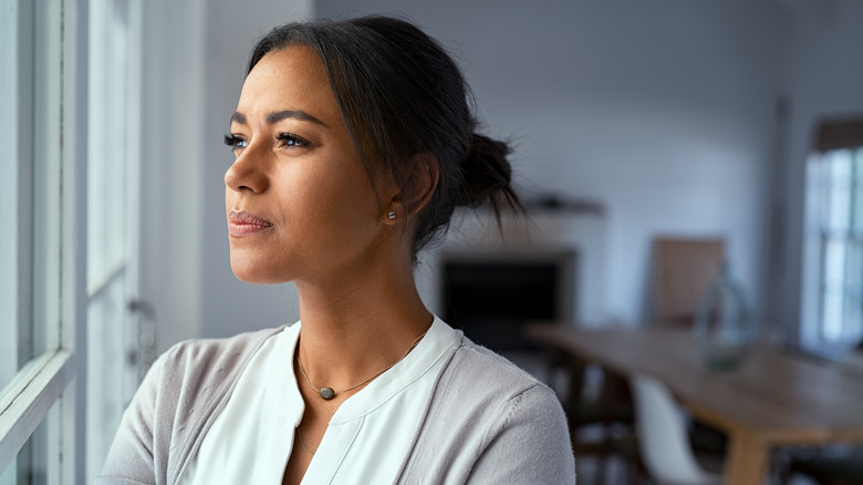 A woman looking upset 