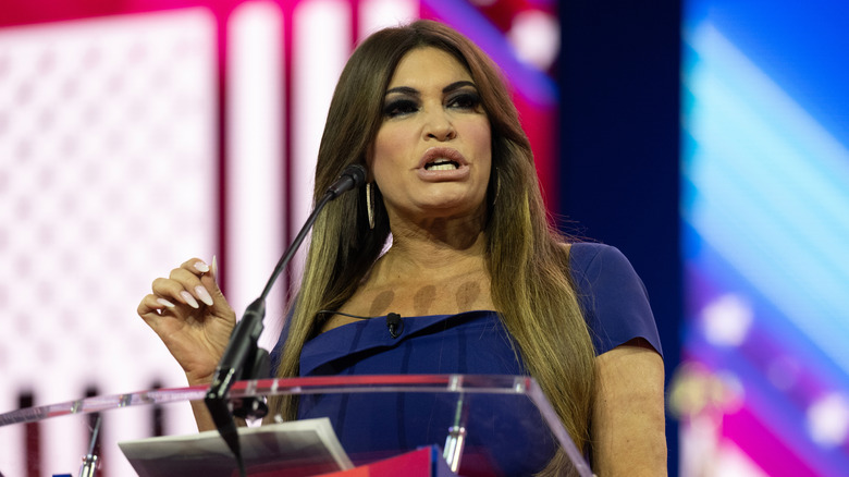 Kimberly Guilfoyle at CPAC in a blue dress