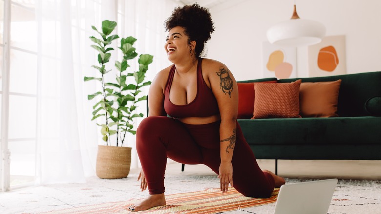 Woman in yoga lunge