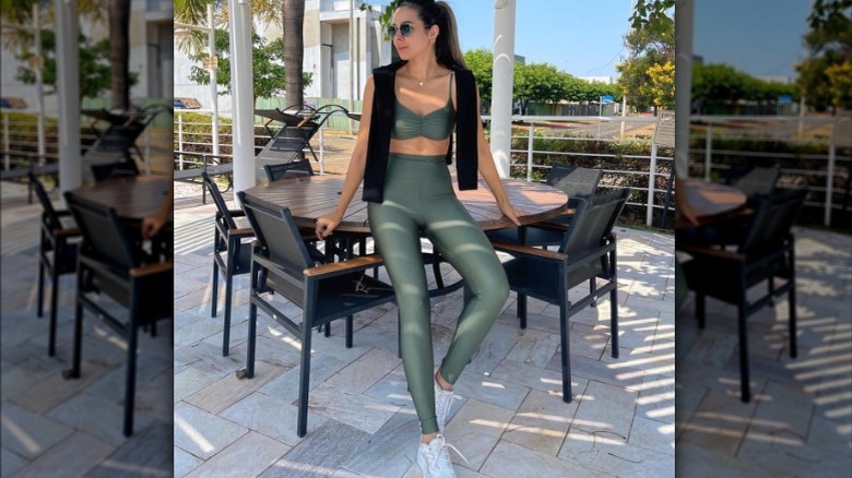 Woman in tight workout gear