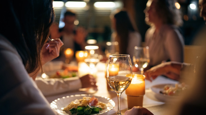 People eating at restaurant