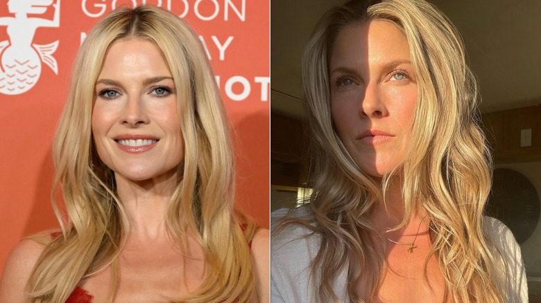 Ali Larter at amfAR 2025, wearing makeup; Ali Larter without makeup in August 2022