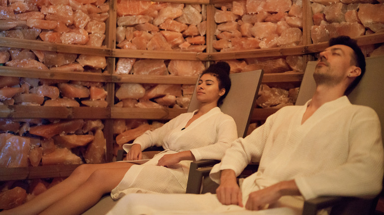 Couple in salt room