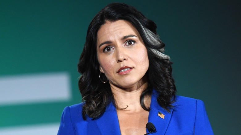 Tulsi Gabbard with a neutral expression