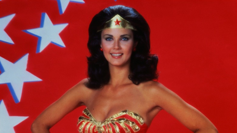 1977- Closeup of actress Lynda Carter in costume as 