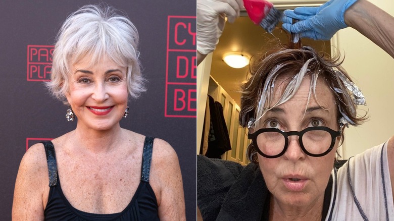 Annie Potts with and without makeup, side by side photos