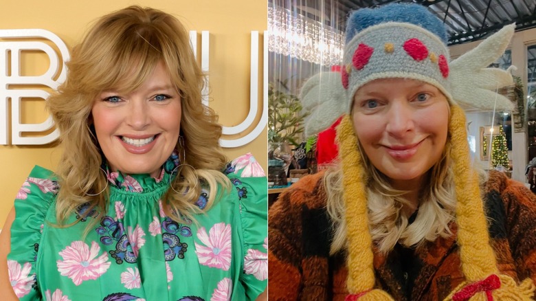 Melissa Peterman with and without makeup, side by side photos