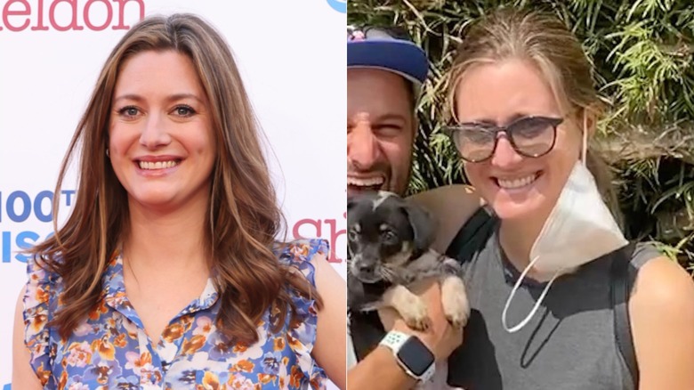 Zoe Perry with and without makeup, side by side photos