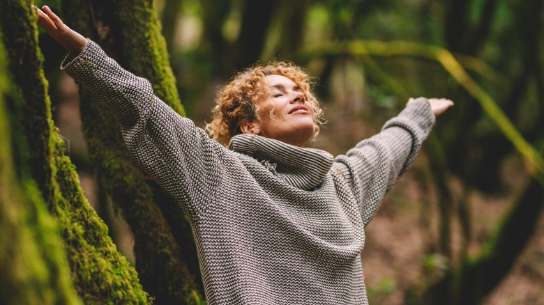 Woman in woods