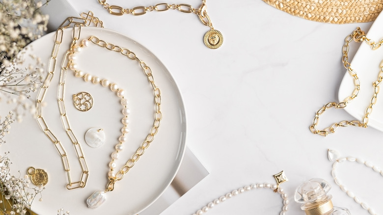 Collection of different necklaces