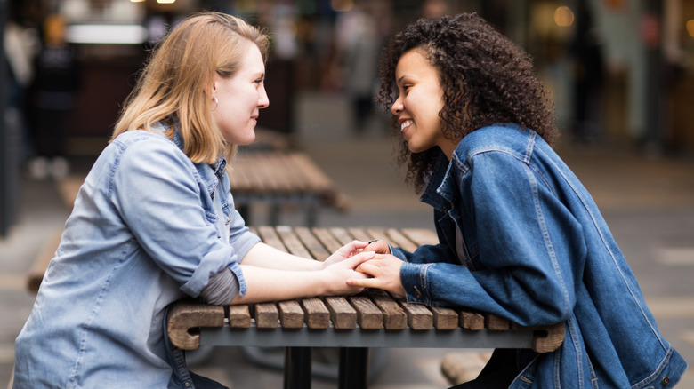 two women flirting