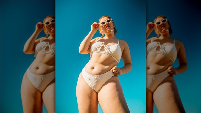 Woman wearing sunglasses posing