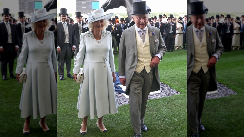 Queen Camilla and King Charles III at the first day of Royal Ascot 2026