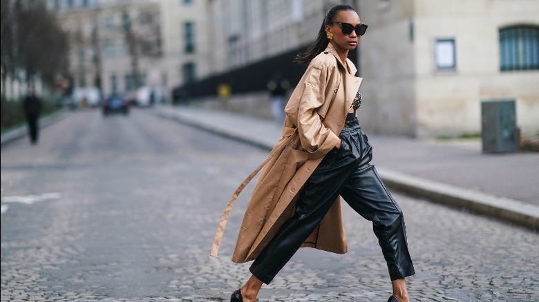 woman in trench coat